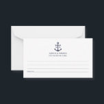 Nautical Navy Blue Anchor Wedding Advice Card<br><div class="desc">Add a stylish touch to your nautical wedding with this classic navy blue anchor wedding advice and wishes card. Designed with a navy blue anchor illustration, it features personalised bride and groom monogram, custom text in a navy blue serif font on a white background. Ideal for nautical or beach-themed weddings,...</div>