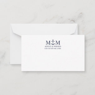 Nautical Navy Blue Anchor Wedding Advice Card