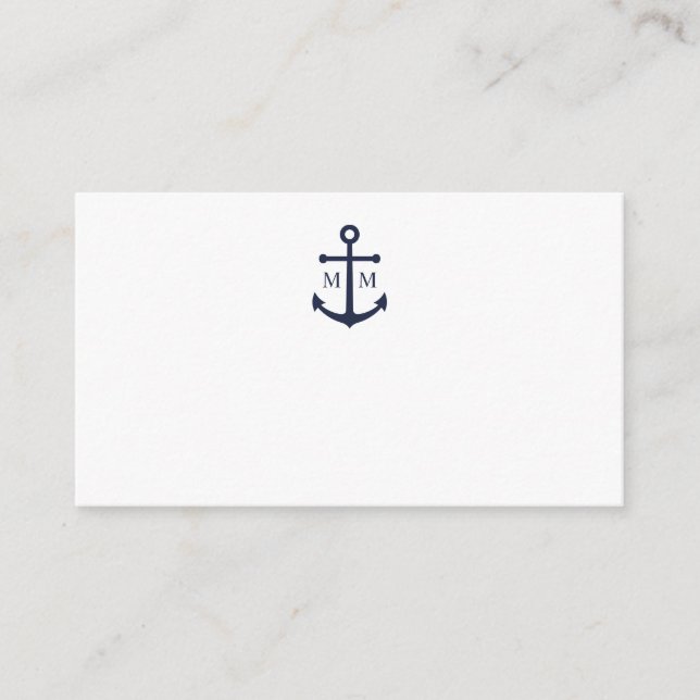 Nautical Navy Blue Anchor Wedding Advice Card (Front)