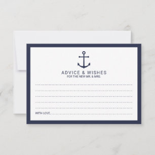 Nautical Navy Blue Anchor Wedding Advice Card