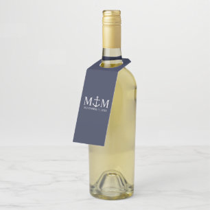 Nautical Navy Blue Anchor Wedding Bottle Tag