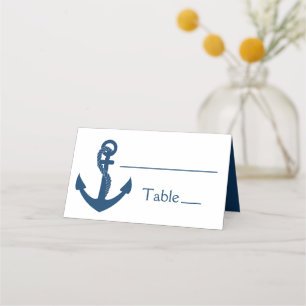 Nautical Navy Blue Anchor Wedding Bridal Shower Place Card