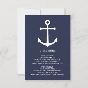 Nautical Navy Blue Anchor Wedding Details Invitation
