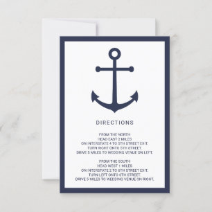 Nautical Navy Blue Anchor Wedding Details Invitation