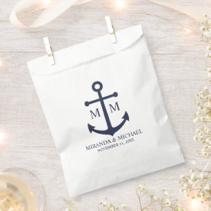 Nautical Navy Blue Anchor Wedding Favour Bags