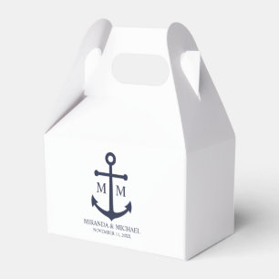 Nautical Navy Blue Anchor Wedding Favour Box