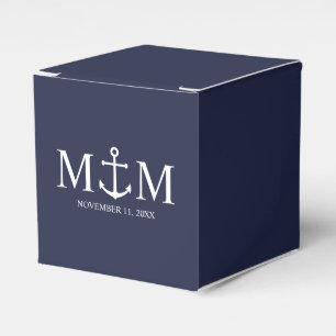 Nautical Navy Blue Anchor Wedding Favour Box