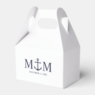 Nautical Navy Blue Anchor Wedding Favour Box