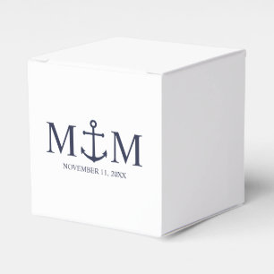 Nautical Navy Blue Anchor Wedding Favour Box