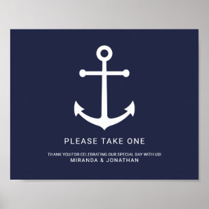 Nautical Navy Blue Anchor Wedding Favours Sign