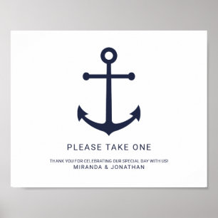 Nautical Navy Blue Anchor Wedding Favours Sign