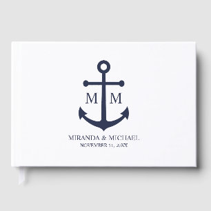 Nautical Navy Blue Anchor Wedding Guest Book