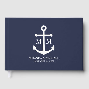 Nautical Navy Blue Anchor Wedding Guest Book