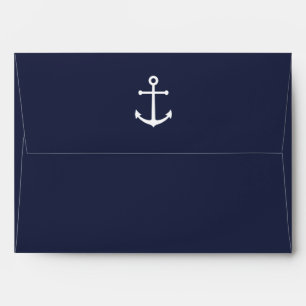 Nautical Navy Blue Anchor Wedding Invitation Envelope