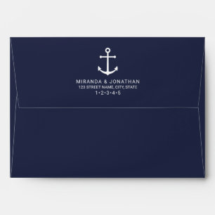 Nautical Navy Blue Anchor Wedding Invitation Envelope