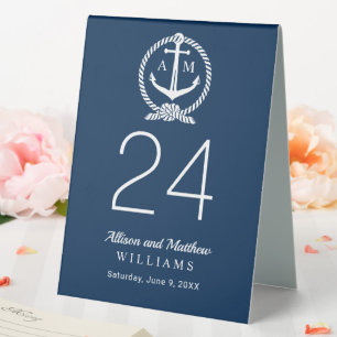 Nautical Navy Blue Anchor Wedding Monogram