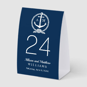 Nautical Navy Blue Anchor Wedding Monogram