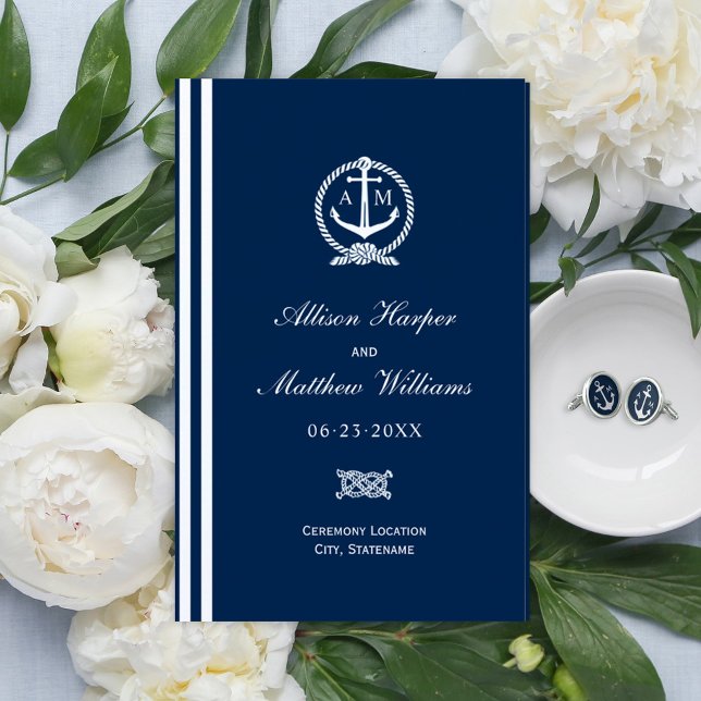 Nautical Navy Blue Anchor Wedding Monogram (Creator Uploaded)