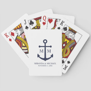Nautical Navy Blue Anchor Wedding Playing Cards
