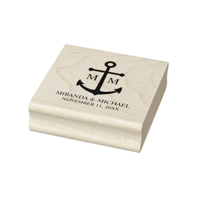 Nautical Navy Blue Anchor Wedding Rubber Stamp (Stamp)