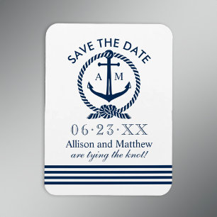 Nautical Navy Blue Anchor Wedding Save the Date Magnet