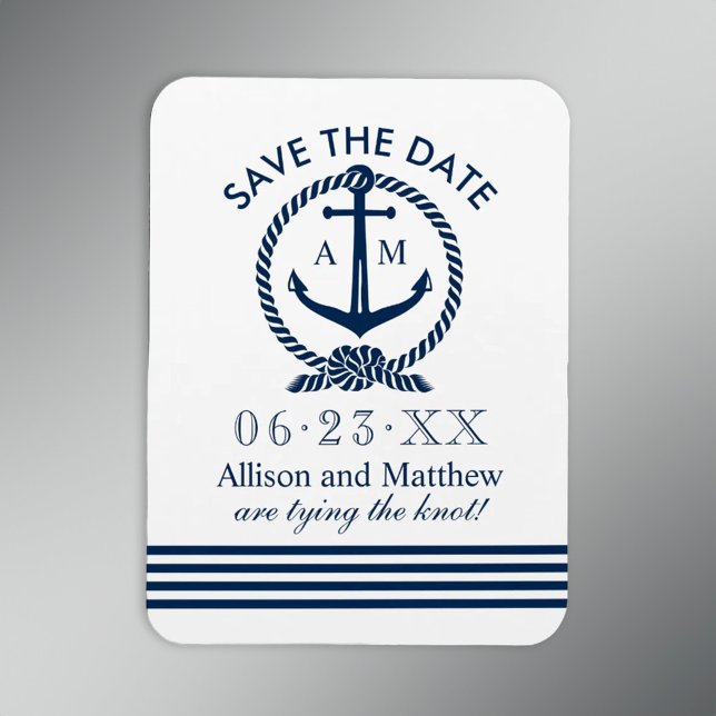 Nautical Navy Blue Anchor Wedding Save the Date Magnet (Creator Uploaded)