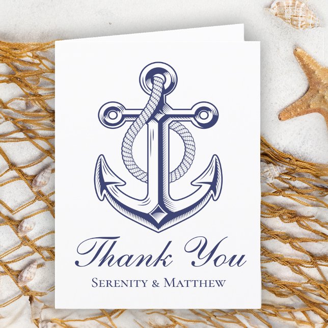 Nautical Navy Blue Anchor Wedding Thank You (Creator Uploaded)