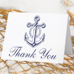 Nautical Navy Blue Anchor Wedding Thank You<br><div class="desc">Set sail on the journey of gratitude with our “Nautical Navy Blue Anchor Wedding Thank You Card”. This charming card features a navy blue anchor symbolising stability and strength, beautifully contrasted against a crisp white background. The words “Thank You” are elegantly scripted in a sophisticated font, adding a touch of...</div>