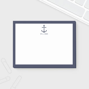 Nautical Navy Blue Anchor with Custom Name Post-it Notes
