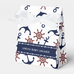 Nautical Navy Blue and red Anchor rudder pattern Favour Box