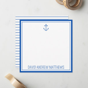 Nautical Navy Blue and White Anchor Personalised Card