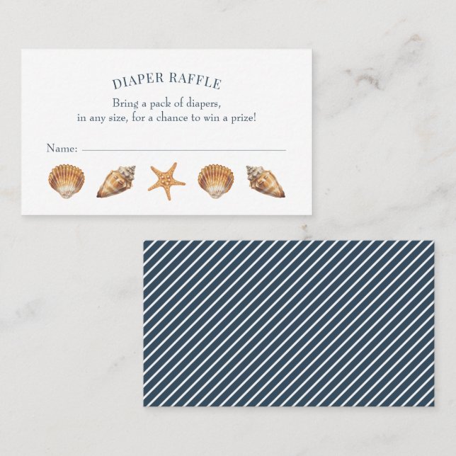 Nautical Navy Blue Baby Shower Diaper Raffle Business Card (Front/Back)