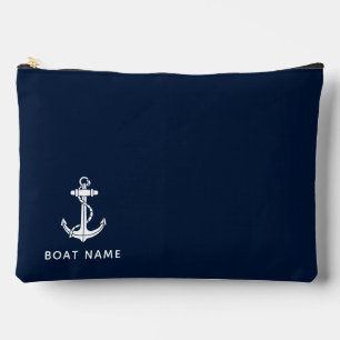 Nautical Navy Blue Boat Anchor Custom Cruise Swag Accessory Pouch