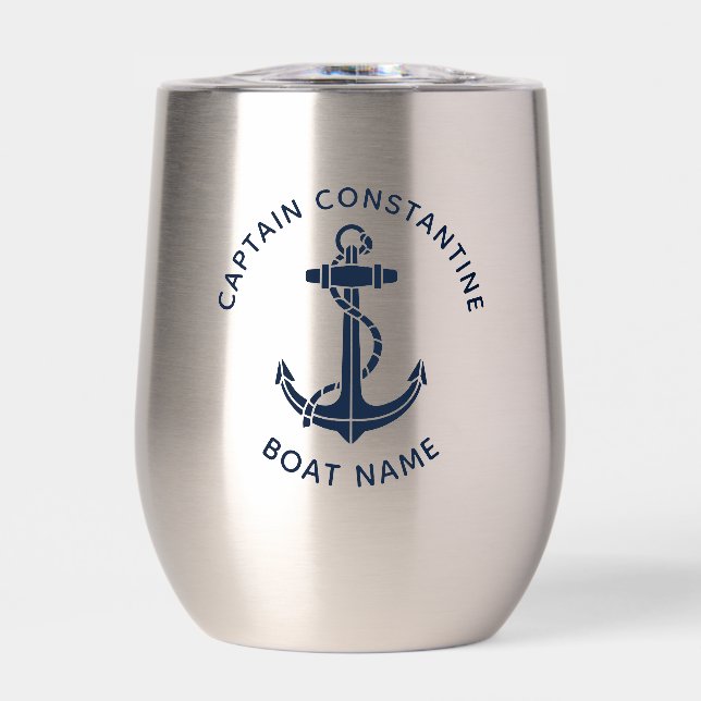 Nautical Navy Blue Boat Boat Captain Custom (Front)