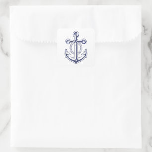 Nautical Navy Blue Boat Ocean Anchor Wedding  Square Sticker