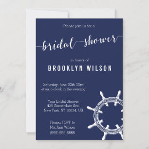 Nautical Navy Blue Bridal Shower Invitations