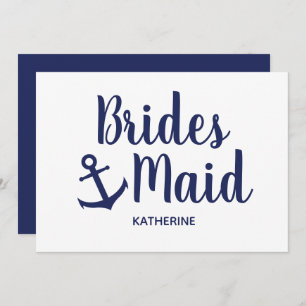 Nautical navy blue bridesmaid with anchor invitation