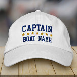 Nautical Navy Blue Captain Your Boat Name White Embroidered Hat<br><div class="desc">Nautical Captain Your Boat Name Personalized Cap White and Navy Blue</div>