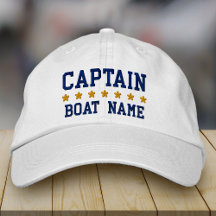 Nautical Navy Blue Captain Your Boat Name White