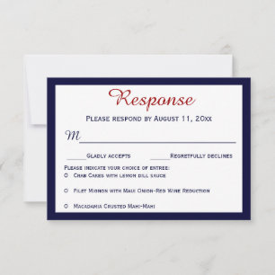 Nautical Navy Blue Crab Wedding RSVP Cards