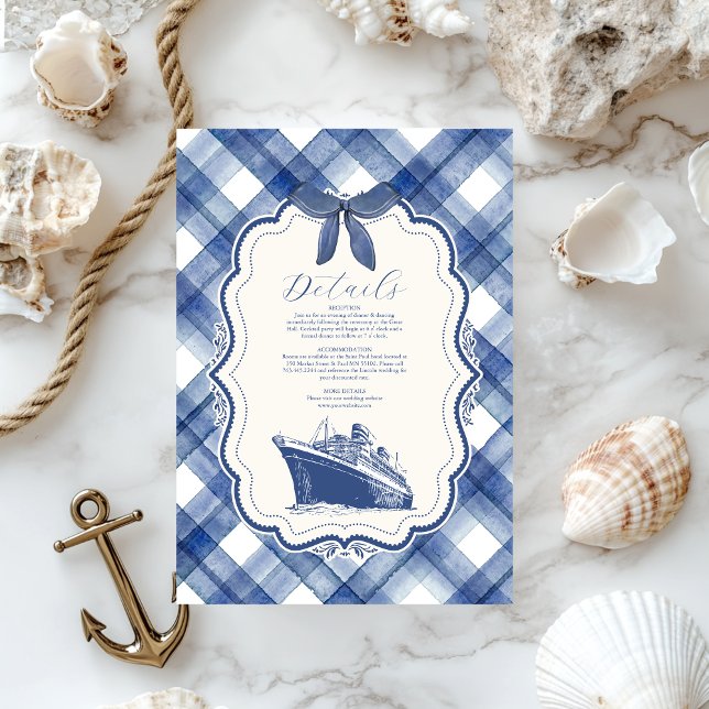 Nautical Navy Blue Cruise Wedding Enclosure Card (Creator Uploaded)