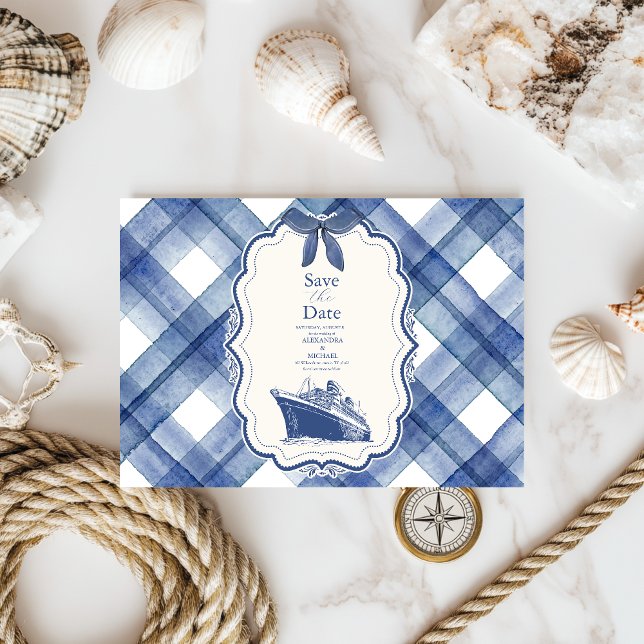 Nautical Navy Blue Cruise Wedding Save The Date (Creator Uploaded)