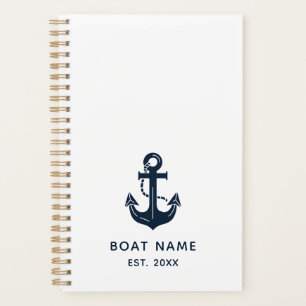 Nautical Navy Blue Custom Boat Name Planner