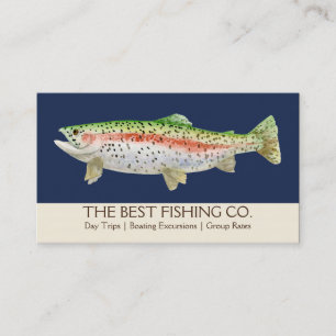 Nautical Navy Blue Fishing Guide Lake Charter Boat Business Card