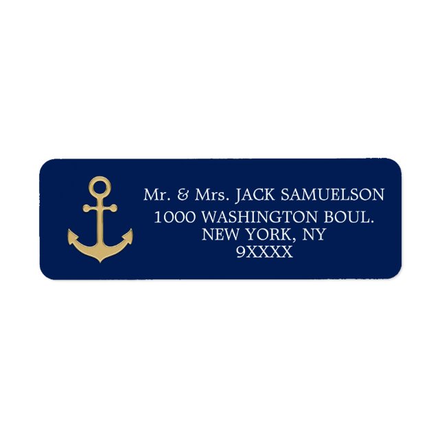 Nautical Navy Blue Gold Anchor Wedding (Front)