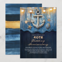 Nautical Navy Blue & Gold Wedding Anniversary
