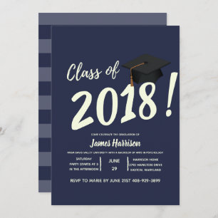 Nautical Navy Blue Graduation Party Invitation