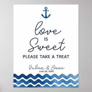 Nautical Navy blue Love is sweet Print