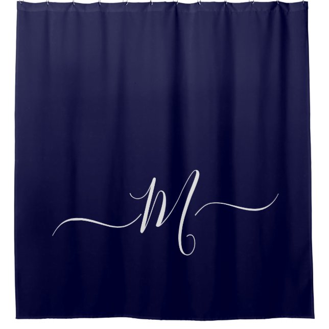 Nautical Navy Blue  Monogram initial Shower Curtain (Front)