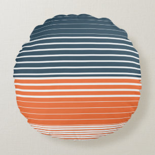 Nautical Navy Blue Orange Stripes  Accent Pillow